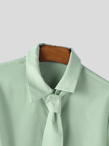 Men's Deconstructed Asymmetric Placket Design Long Sleeve Shirt SKUL43599