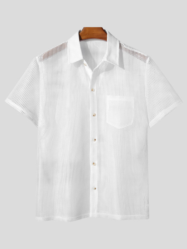 Men's Sheer Mesh Casual Two Pieces Outfit SKUL20265