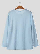 Men's Lace Hollow Knit Long Sleeve T-Shirt SKUL37528