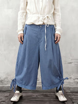 Men's Vintage Plaid Cargo Pocket Wide Leg Harem Cropped Pant SKUL60808