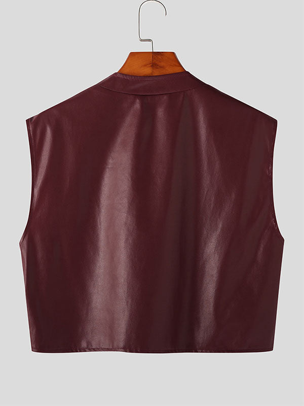 Mens Faux Leather Zip Design Crop Top SKUK09266