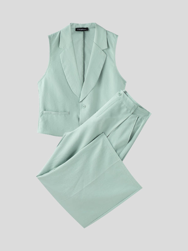 Mens Solid Color Loose Two Pieces Outfit SKUL18946