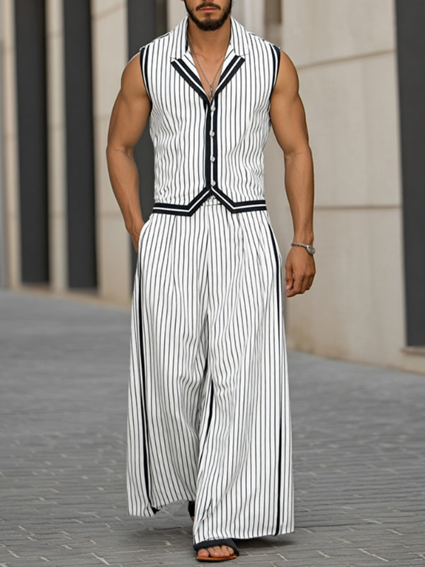 Men's Striped Colorblock Casual Two Pieces Outfit SKUL24745