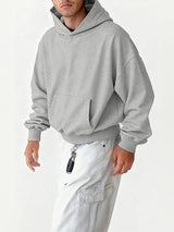 Men's Solid Color Kangaroo Pocket Hoodie SKUL34131