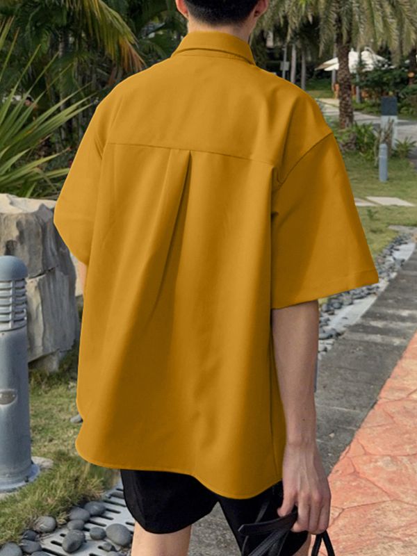 Men's Irregular Hem Short Sleeve Shirt SKUL30471