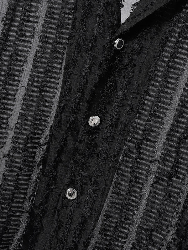 Men's Plush Fringe Short Sleeve Shirt SKUL24783