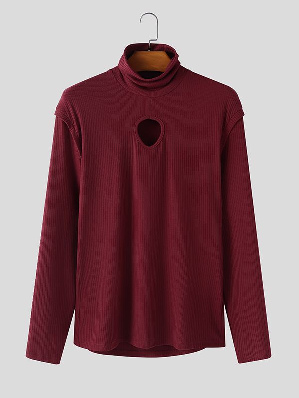 Men's Heart Cut Out Long Sleeve T-shirt SKUL45048