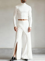 Men's Solid Color Deconstructed Textured Two Pieces Outfit SKUL43726