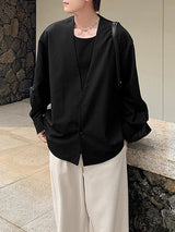 Men's Faux Two Pieces Casual Long Sleeve Shirt SKUL30779