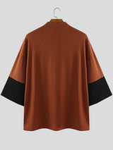 Men's Contrast Crew Neck 3/4 Length Sleeve T-Shirt SKUL28183