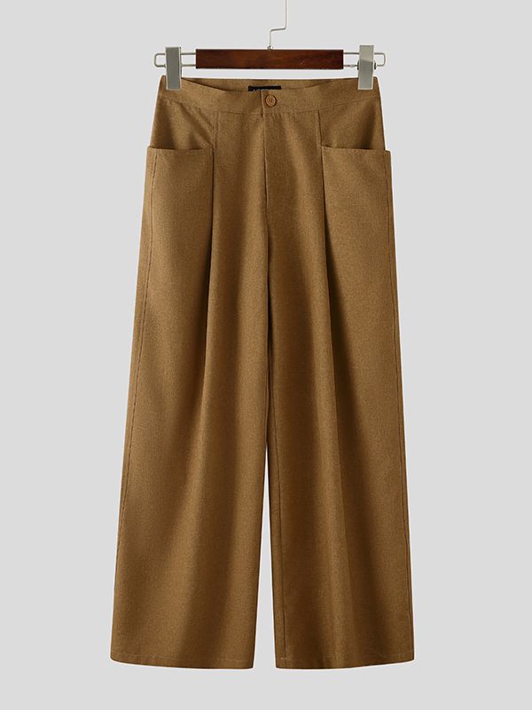 Men's Solid Color Textured Wide Leg Pant SKUL35282