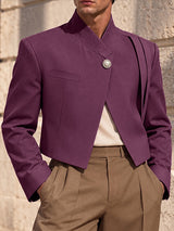 [Pre-order] Men's Neo-Chinese Chic Evening Gala Asymmetric Wrap Metal Button Cropped Blazer SKUL88519
