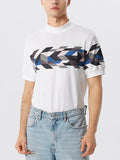 Mens Geometric Print Half-Collar Knit T-Shirt SKUK02898