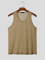 Men's Vintage Casual Slub Textured Knit Fitted Muscle Tank SKUL69705