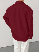 Men's Solid Color Casual Long Sleeve Shirt SKUL36217