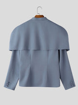 Men's Avant-Garde Capelet Overlay Deep V-Neck Mandarin Collar Shirt SKUL78020