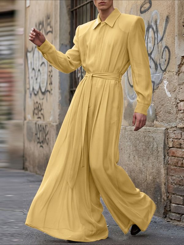 Men's Solid Color Semi Sheer Jumpsuit SKUL50098