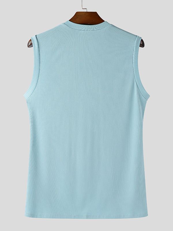 Men's Metal Chain Closure Sleeveless Longline Cardigan SKUL56550