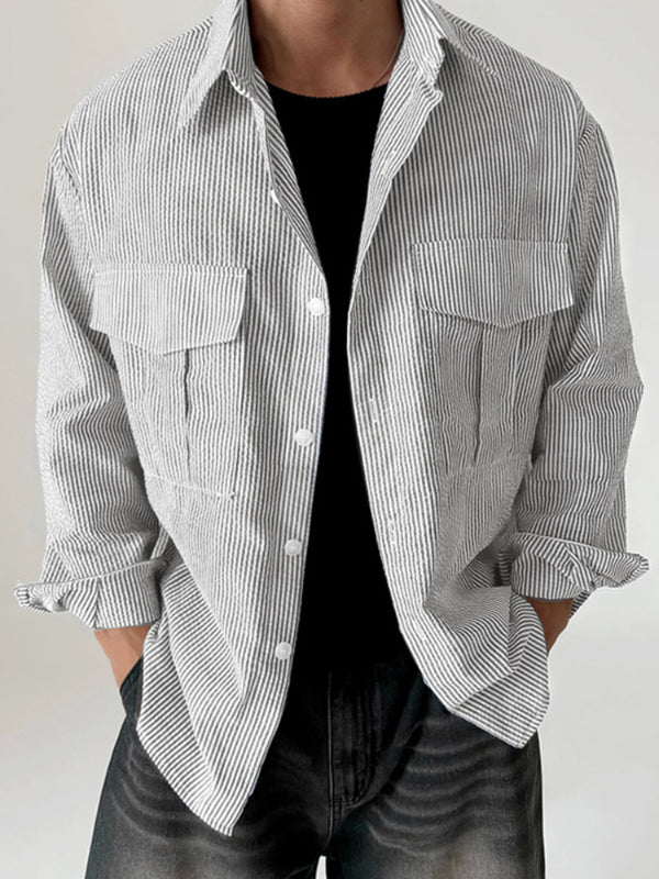 Men's Casual Loose Lapel Long Sleeve Shirt SKUL31691