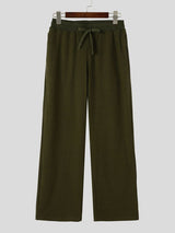 Men's Clean Fit Quiet Luxury Wide Ribbed Texture Drawstring Elastic Waist Lounge Pant SKUL82405