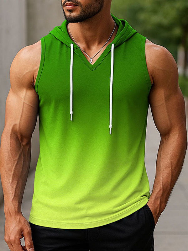 Mens Gradient Color Casual Hooded Tank SKUL17428