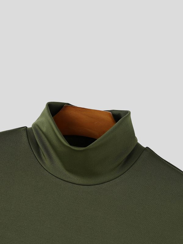Men's Avant-Garde High Street Ultra High Side Slit Longline Fitted Long Sleeve T-shirt SKUL83123