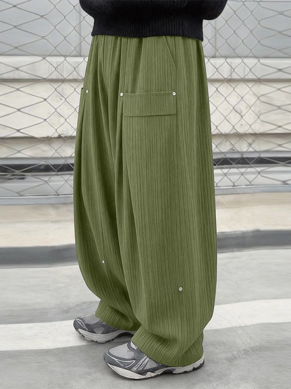 Men's Solid Color Textured Wide Leg Casual Pant SKUL56225