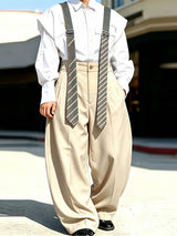 Men's Vintage Dandy Daily Casual High-Waist Striped Strap Jumpsuit SKUL83473
