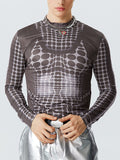 Mens Polka Dot Print Half-Collar Bodysuit SKUK10565