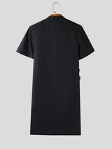 Men's Deconstructed Cut Out Long Hem Short Sleeve Shirt SKUL54570