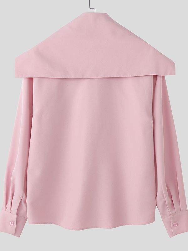 Men's Bow Tie Turn Down Collar Long Sleeve Shirt SKUL42545