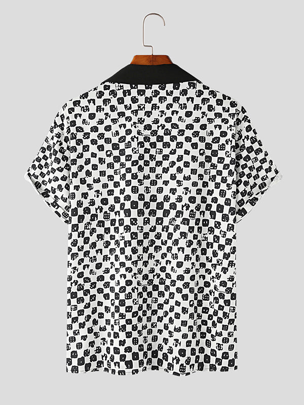 Mens Dice Print Contrast Revere Collar Shirt SKUK15502