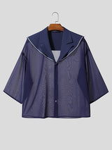 Men's Chiffon Sheer Sailor Collar Shirt SKUL39763