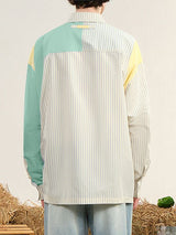 Men's Striped Color Block Casual Long Sleeve Shirt SKUL22483