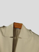 Men's Avant-Garde Deconstructed Stage Runway Epaulet Shoulder connected Metallic Button Cropped Blazer SKUL85222