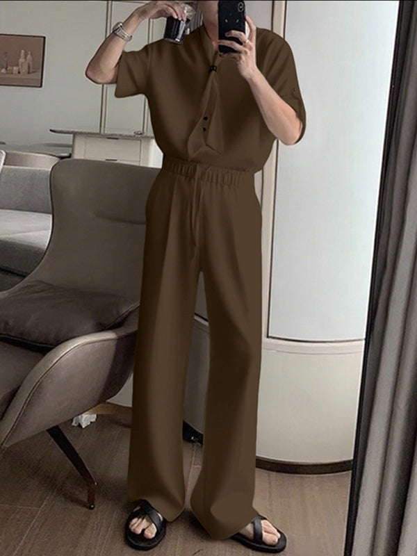 Men's Solid Color Striped Scarf Two Pieces Outfit SKUL30507