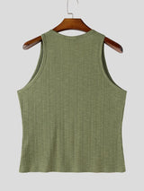 Men's Clean Casual Ribbed Knit Notch Neck Tank SKUL78135