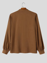 Men's Retro Early Autumn Floral Embroidered Puff Long Sleeve Stand Collar Shirt SKUL79744