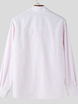Men's Stripe Collar Long Sleeve Shirt SKUL51263