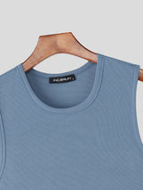 Men's Striped Textured Crew Neck Tank SKUL22475