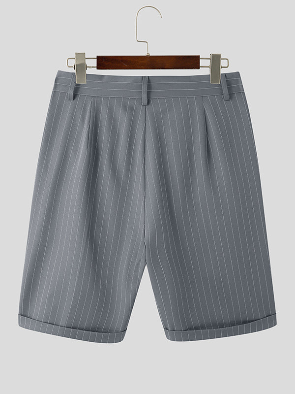 Mens Striped Mid Length Casual Straight Shorts SKUK11273