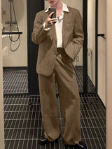 Men's Solid Casual Blazer Two Pieces Outfit SKUL34974