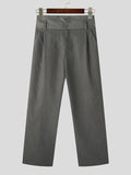 Mens Solid High Waist Casual Straight Pants SKUK09612