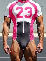 Men's Colorblock Number Print Bodysuit SKUL19016