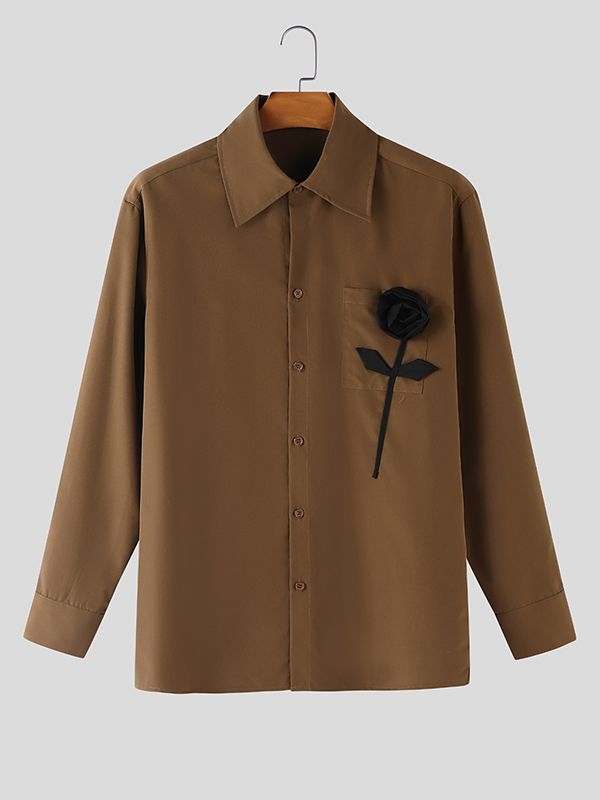 Men's 3D Floral Long Sleeve Shirt SKUL43609