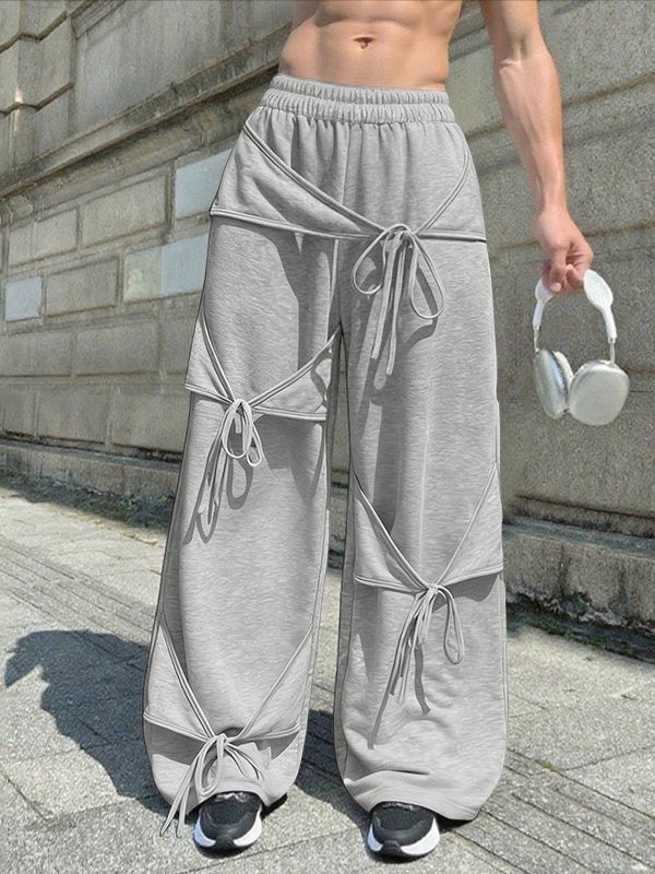 Men's Deconstructed Drawstring Cross Design Casual Pant SKUL36335