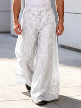 Men's Avant-Garde Sheer Organza Loose Wide Leg Palazzo Pant SKUL68199