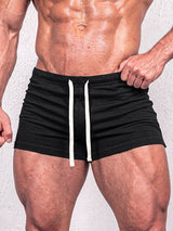 Men's Muscle Bodybuilding Gym Workout Contrast Drawstring Low-Rise Short SKUL83264