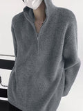 Mens Solid Half Zip Knit Hooded Sweater SKUK47008
