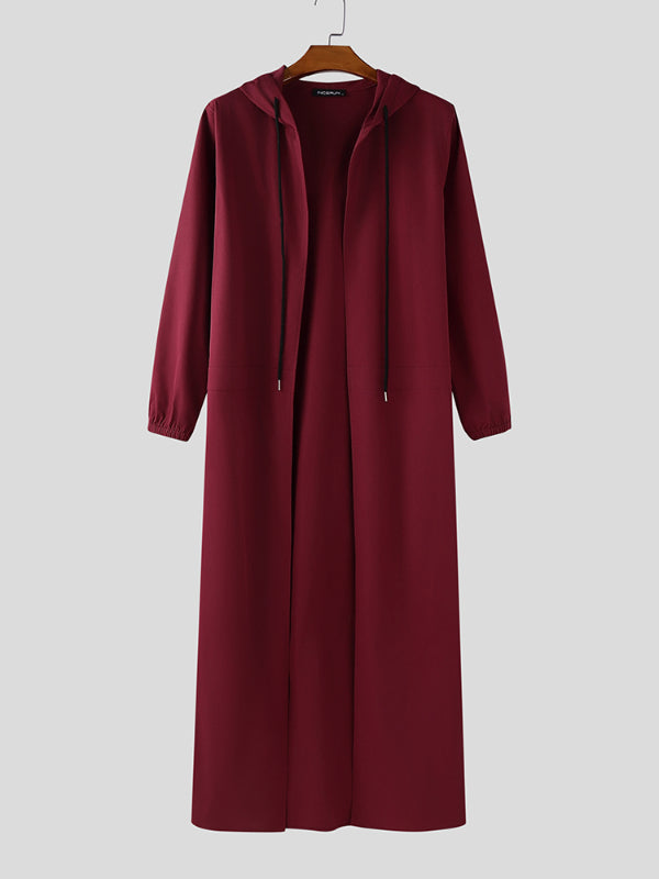 Men's Solid Color Hooded Long Sleeve Cardigan SKUL24806